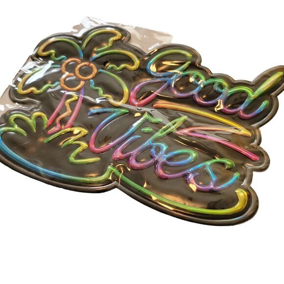 Good Vibes Neon Wall Sticker 3-D Rainbow Home Decor 9.5" NIP Jj3460 - Picture 3 of 4